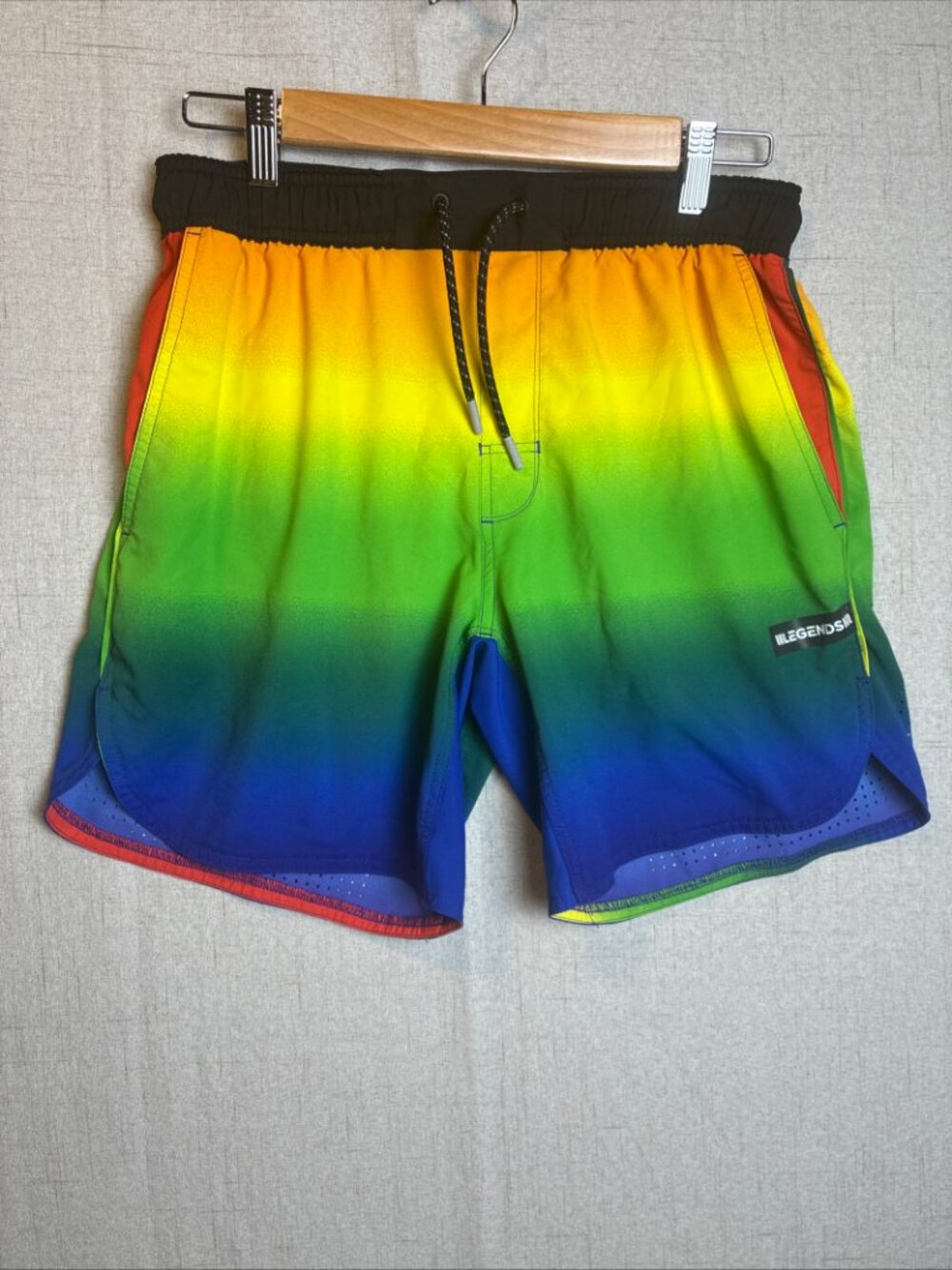 Legends Ombre Rainbow Board Shorts Mens S Tie Dye Surf Shorts Elastic Waist Swim